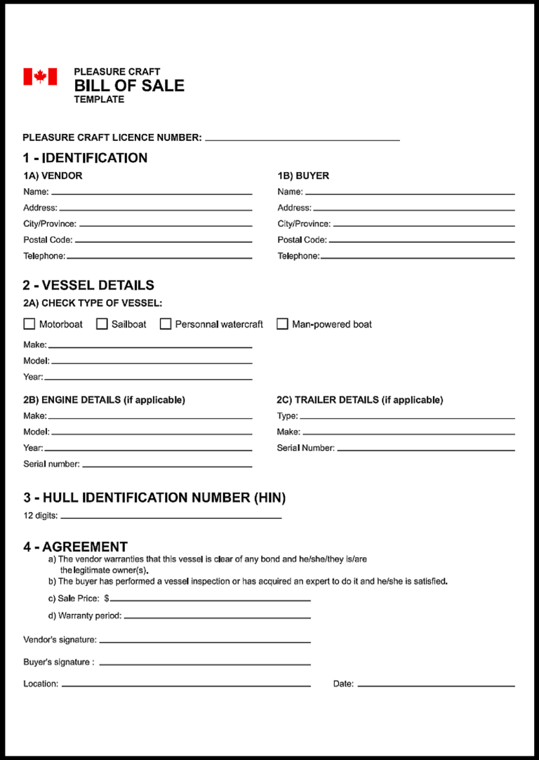 Ontario Boat Bill of Sale
