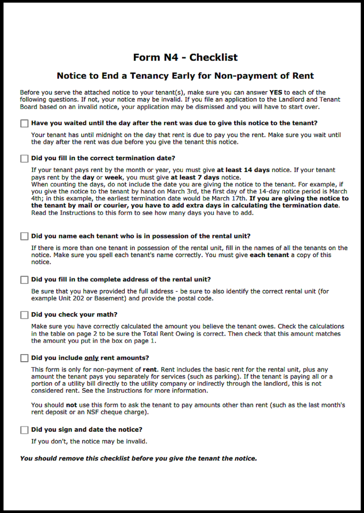 Ontario Eviction Notice