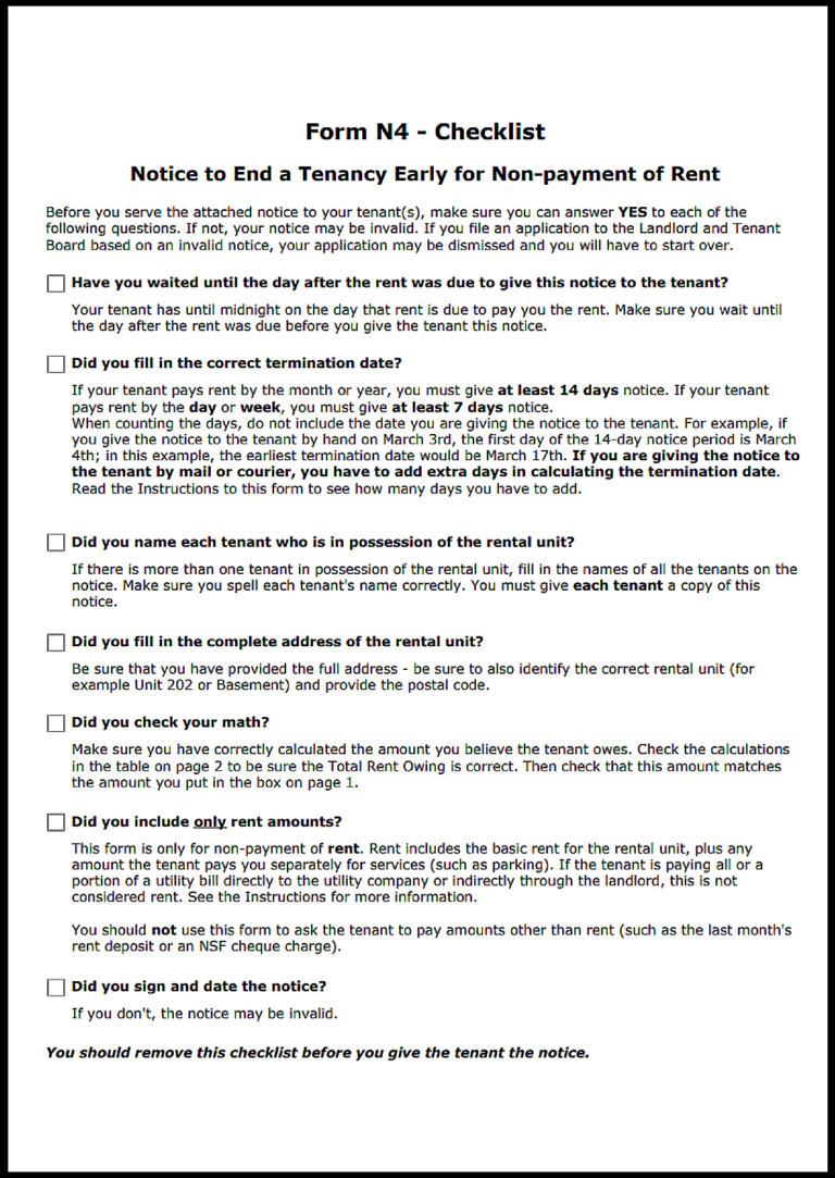 Ontario Eviction Notice