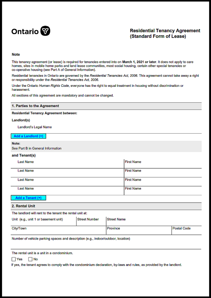 Ontario Lease Agreement Laws