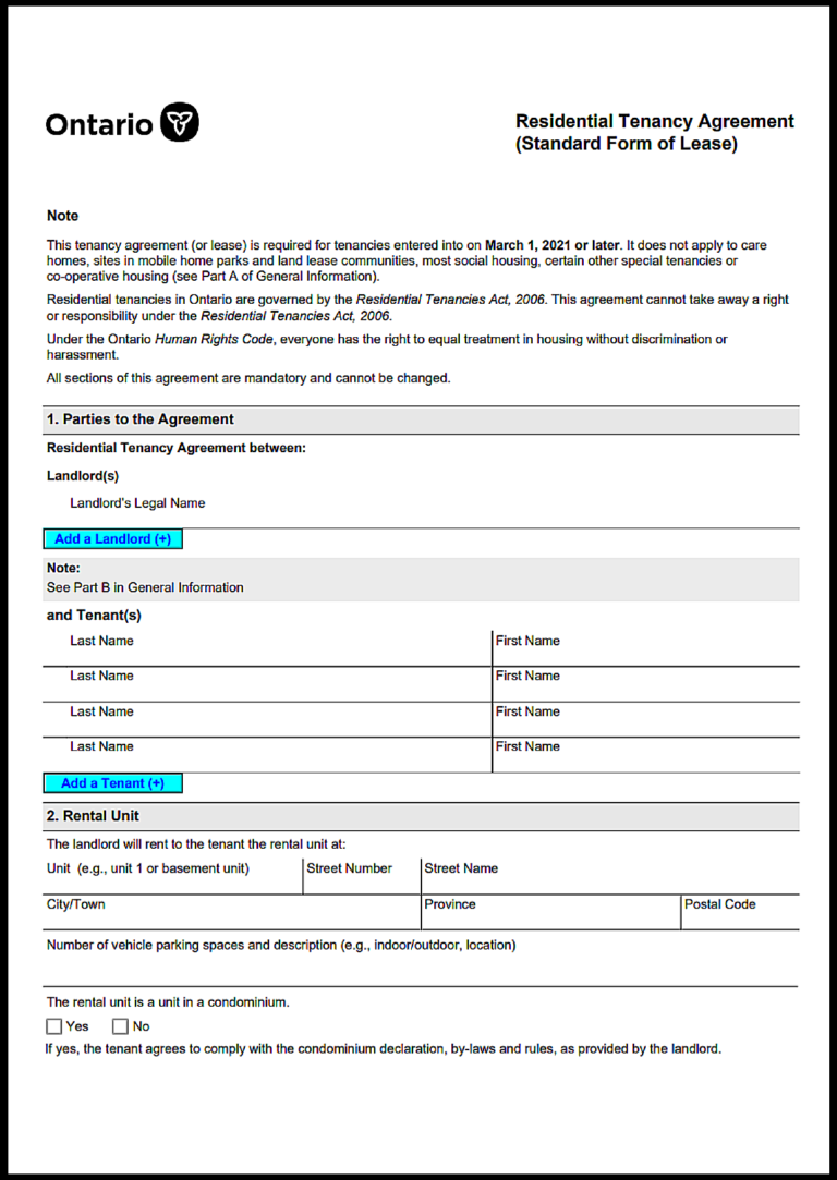 Ontario Lease Agreement Laws
