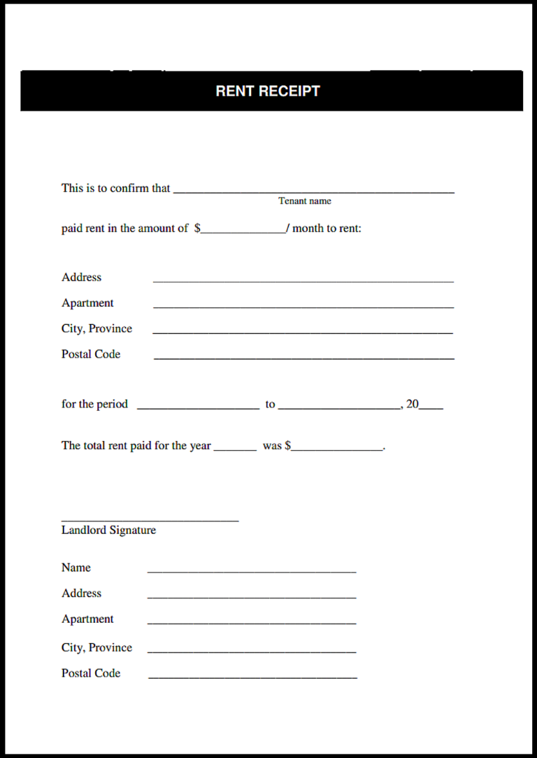 Ontario Rent Receipt