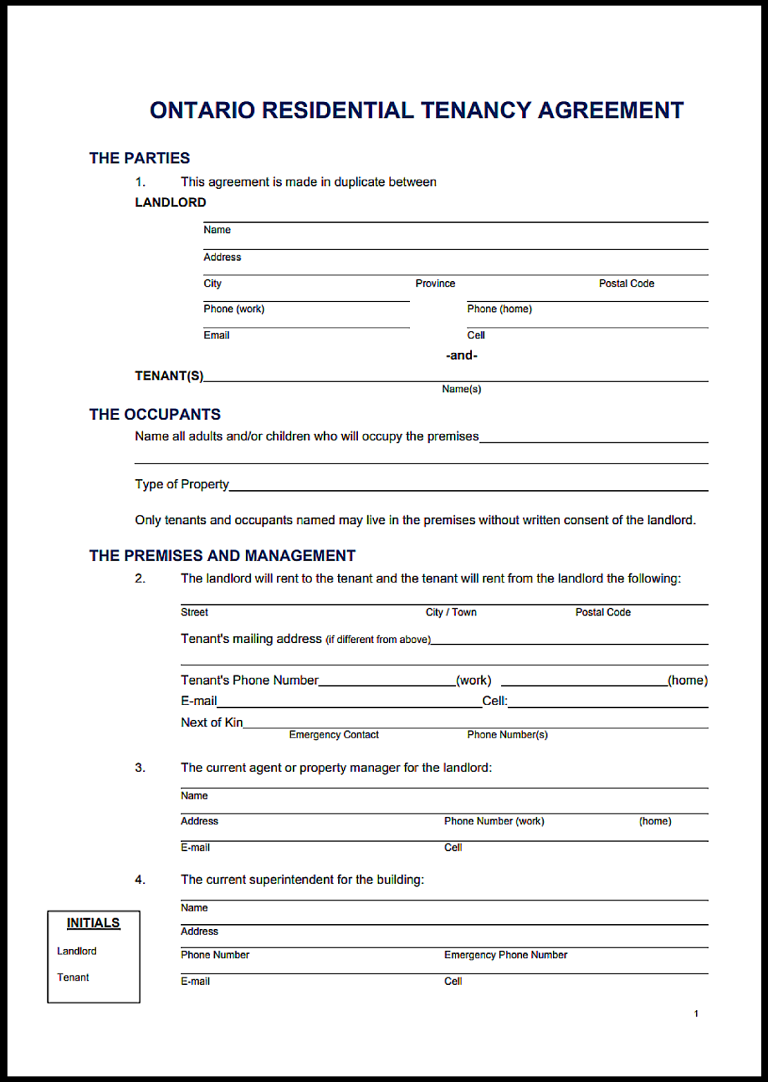 Ontario Rental Agreement Template | PDF, Word & Online Form - Legal