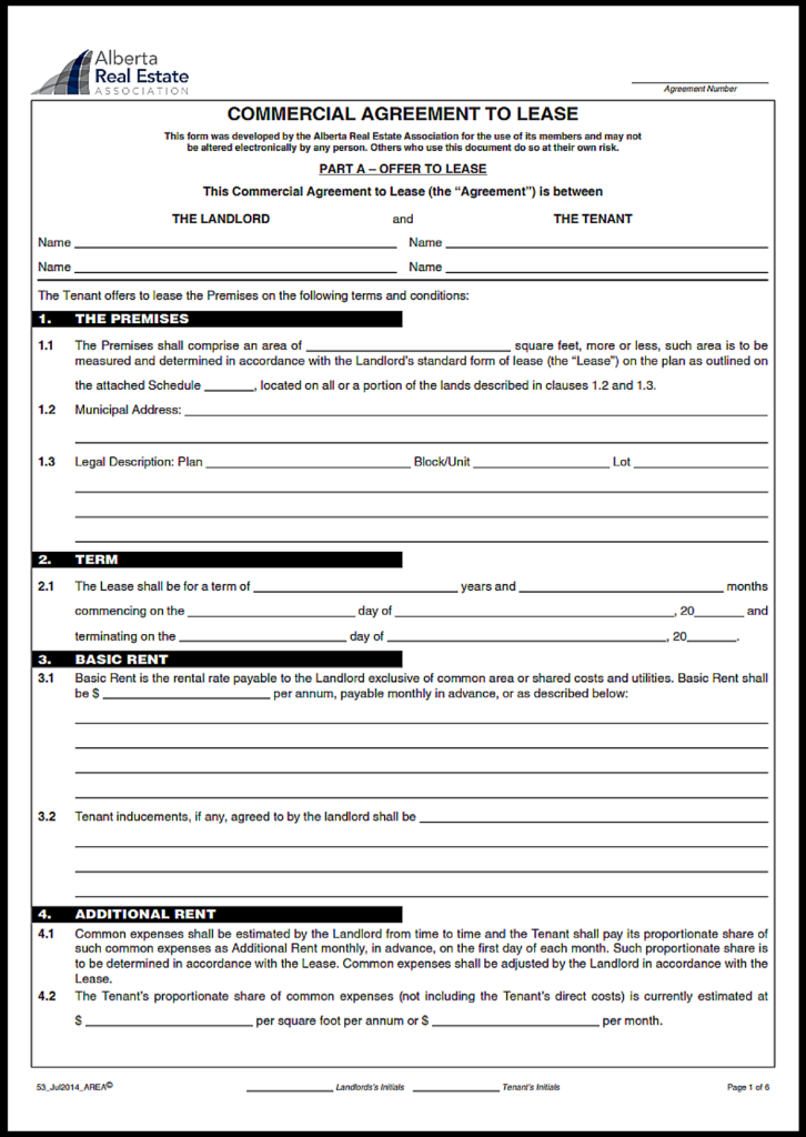 Alberta Commercial Lease Agreement