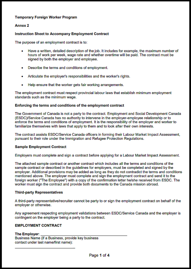 Alberta Employment Contract