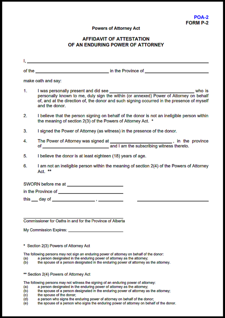 Alberta Financial Power of Attorney