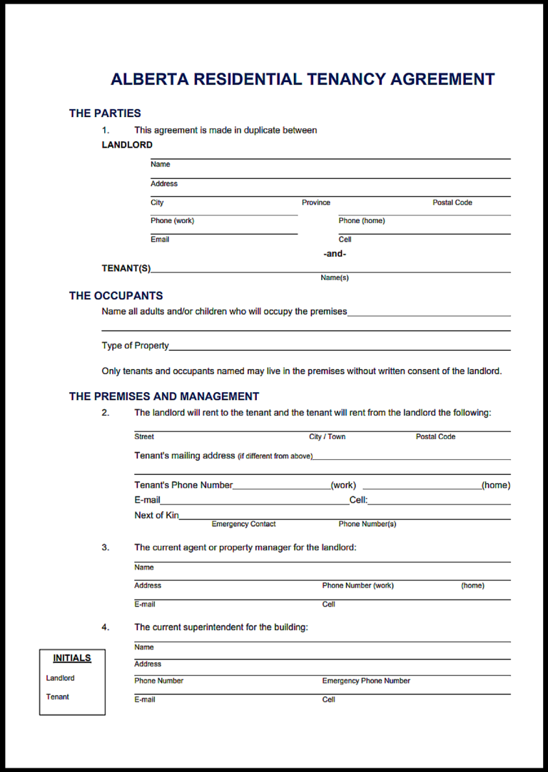 Alberta Lease Agreement Laws