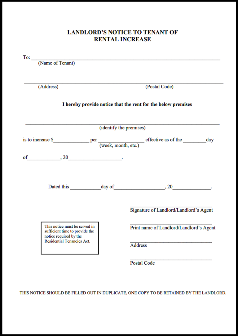 Alberta Rent Increase Notice Template Guide