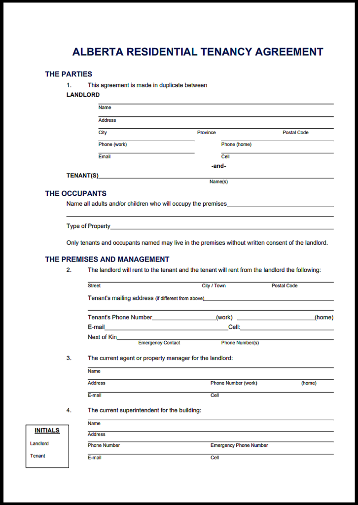 Alberta Rental Application