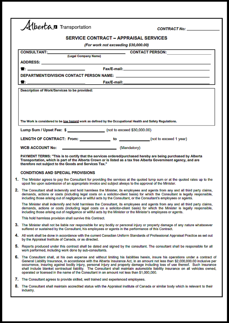 Alberta Service Agreement