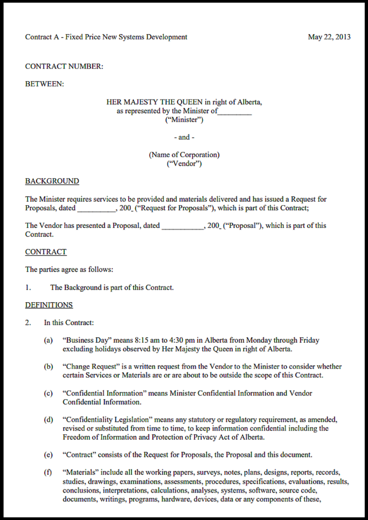 Alberta Vendor Agreement