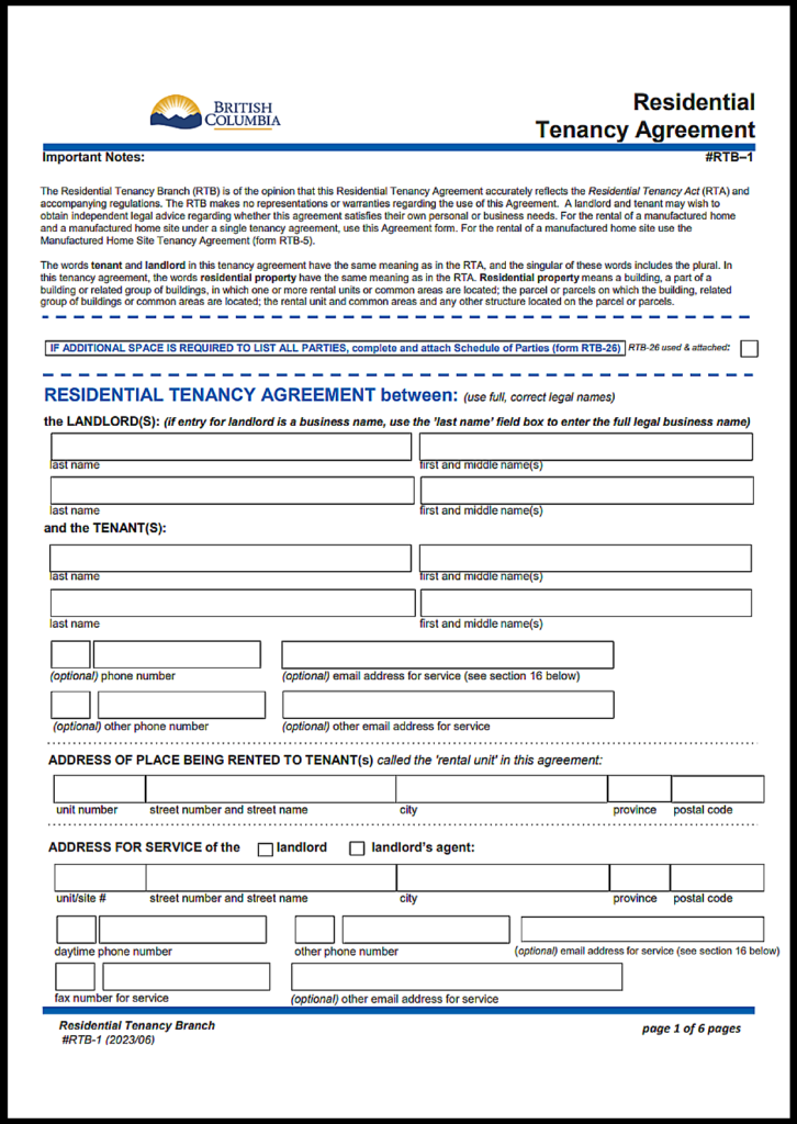 British Columbia Lease Agreement