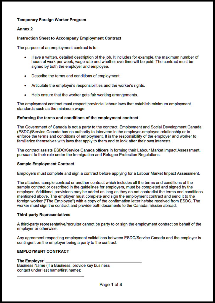 Ontario Employment Contract
