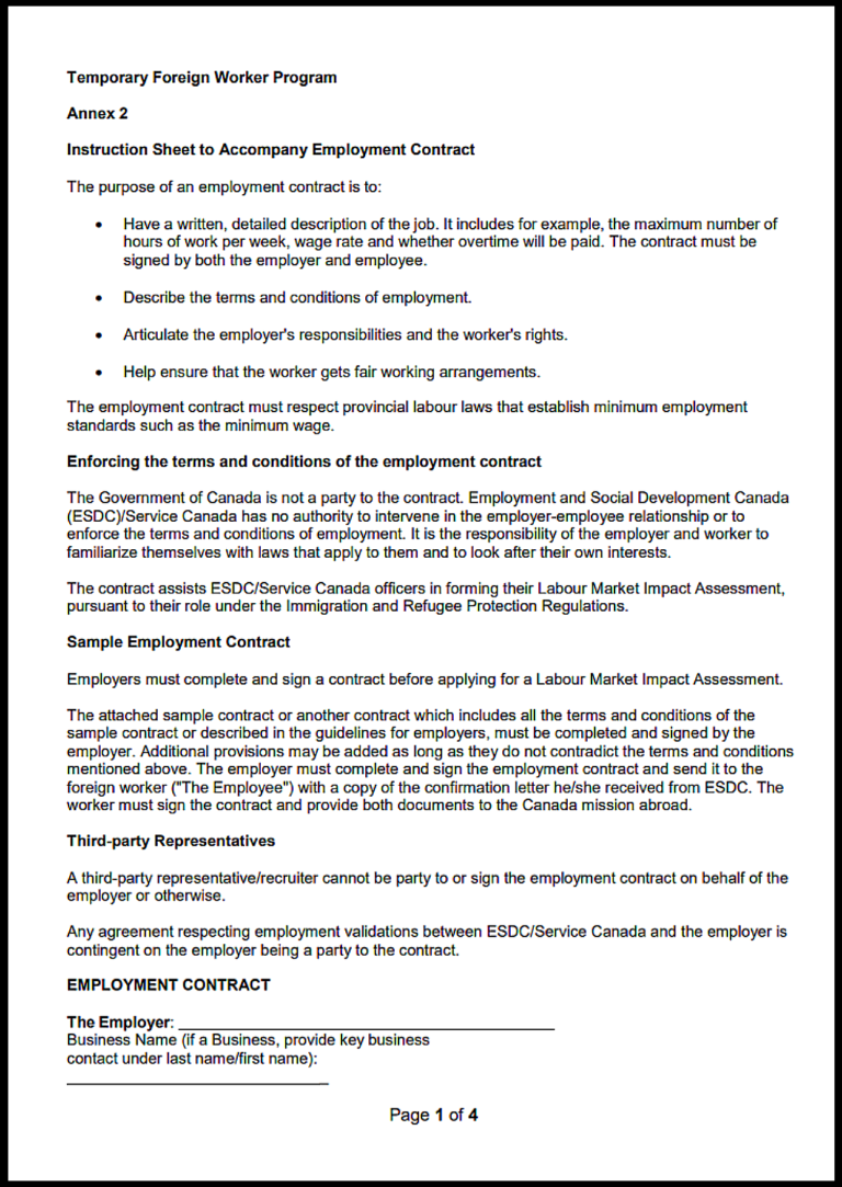 Ontario Employment Contract