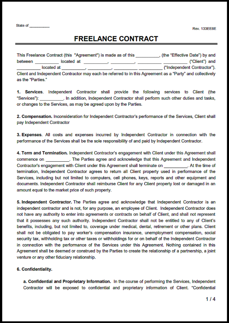 Ontario Freelance Contract