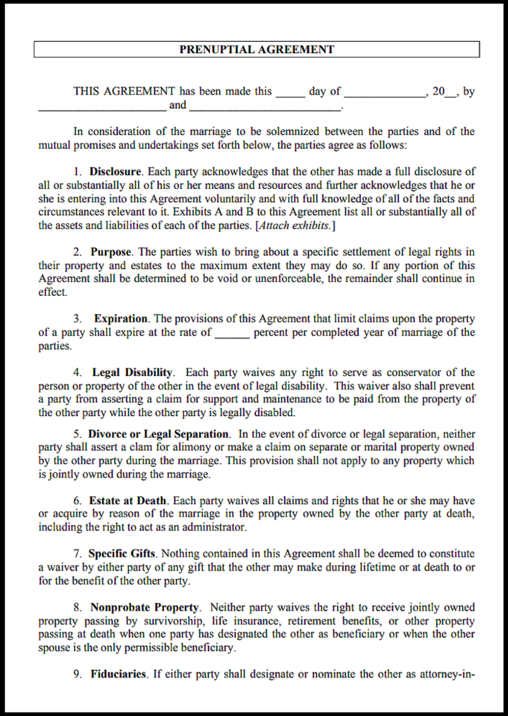 Ontario Prenuptial Agreement