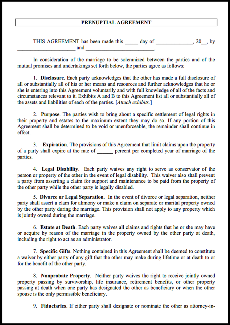 Ontario Prenuptial Agreement