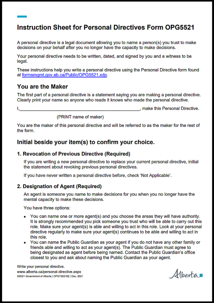Alberta Medical Power of Attorney
