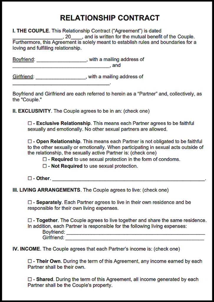 British Columbia Cohabitation Agreement