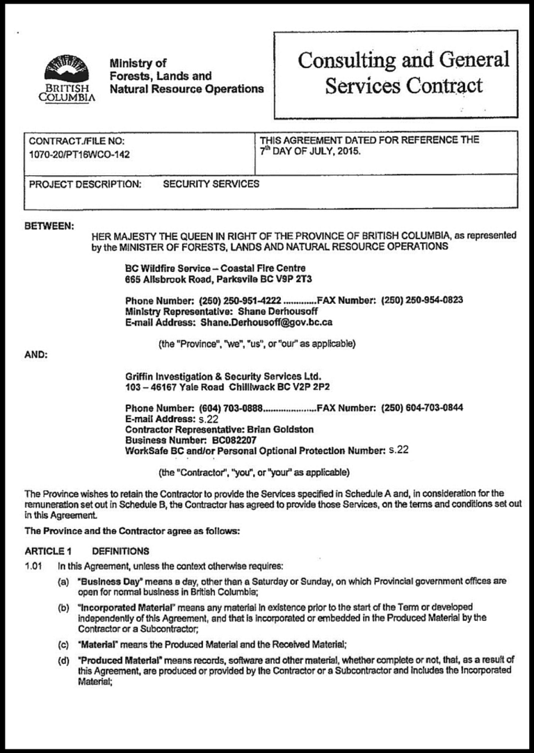 British Columbia Consulting Agreement