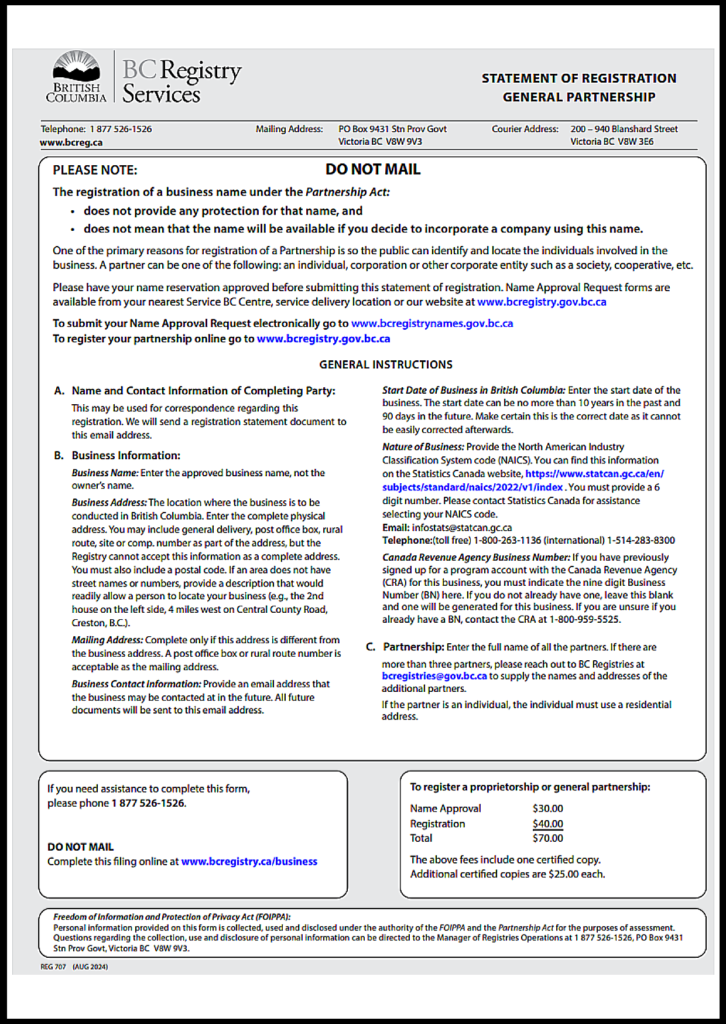 British Columbia Partnership Agreement
