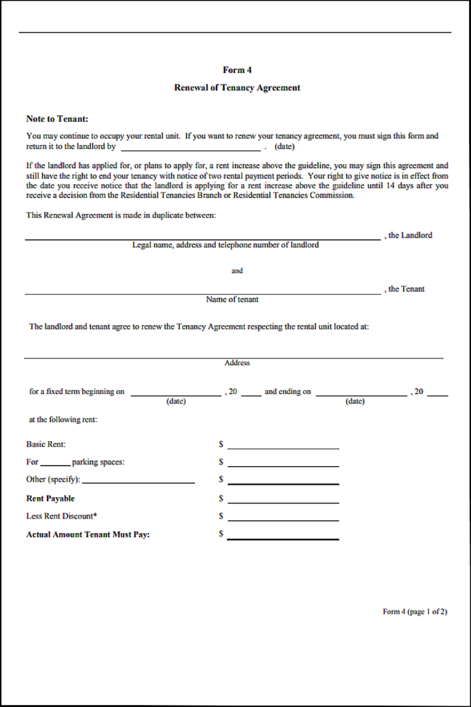 Free Manitoba Lease Renewal Agreement