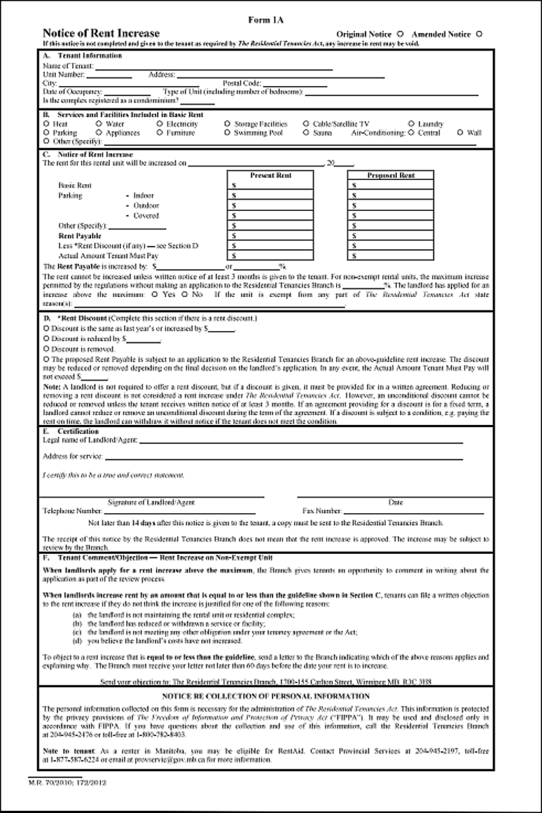 Manitoba Rent Increase Notice (Free Template + Guide)