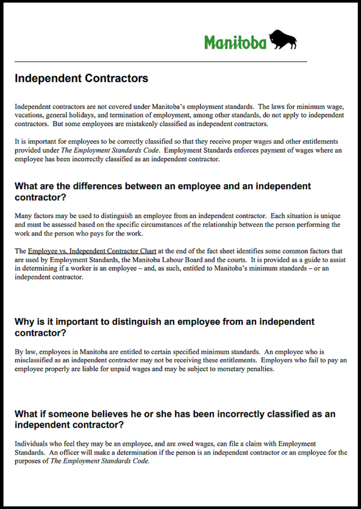Manitoba Freelance Contract