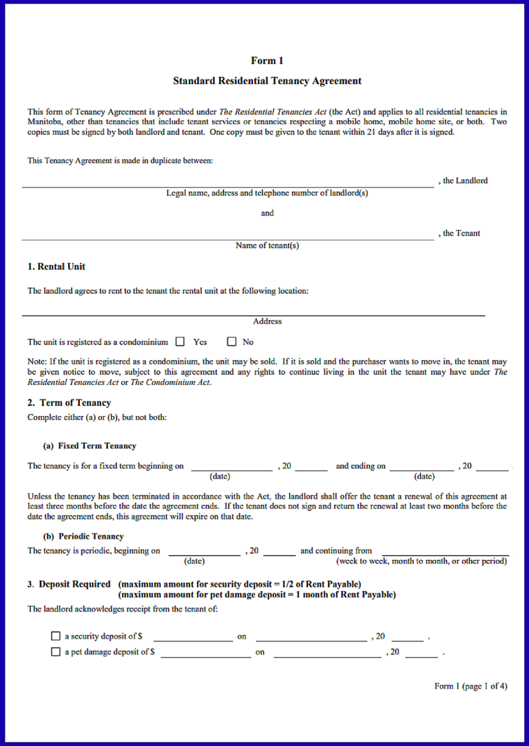 Manitoba Month-to-Month Lease