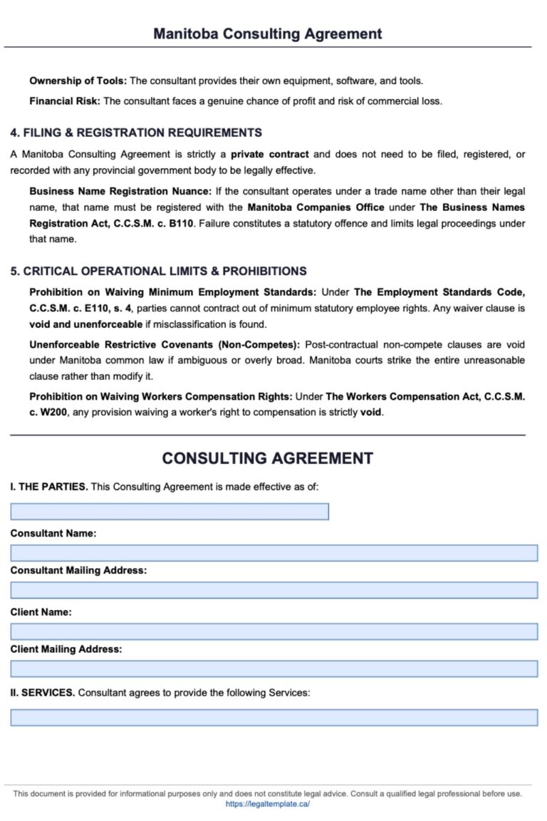 Manitoba Consulting Agreement