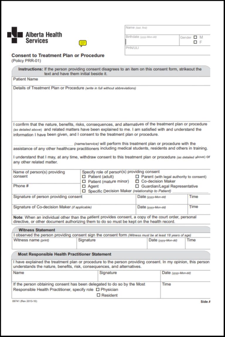 Alberta Medical Consent Form