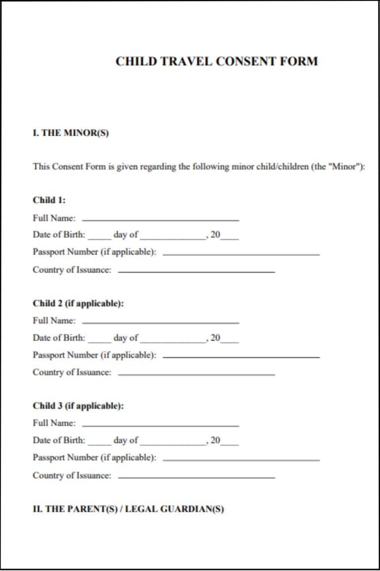 Child Travel Consent Letter Ontario