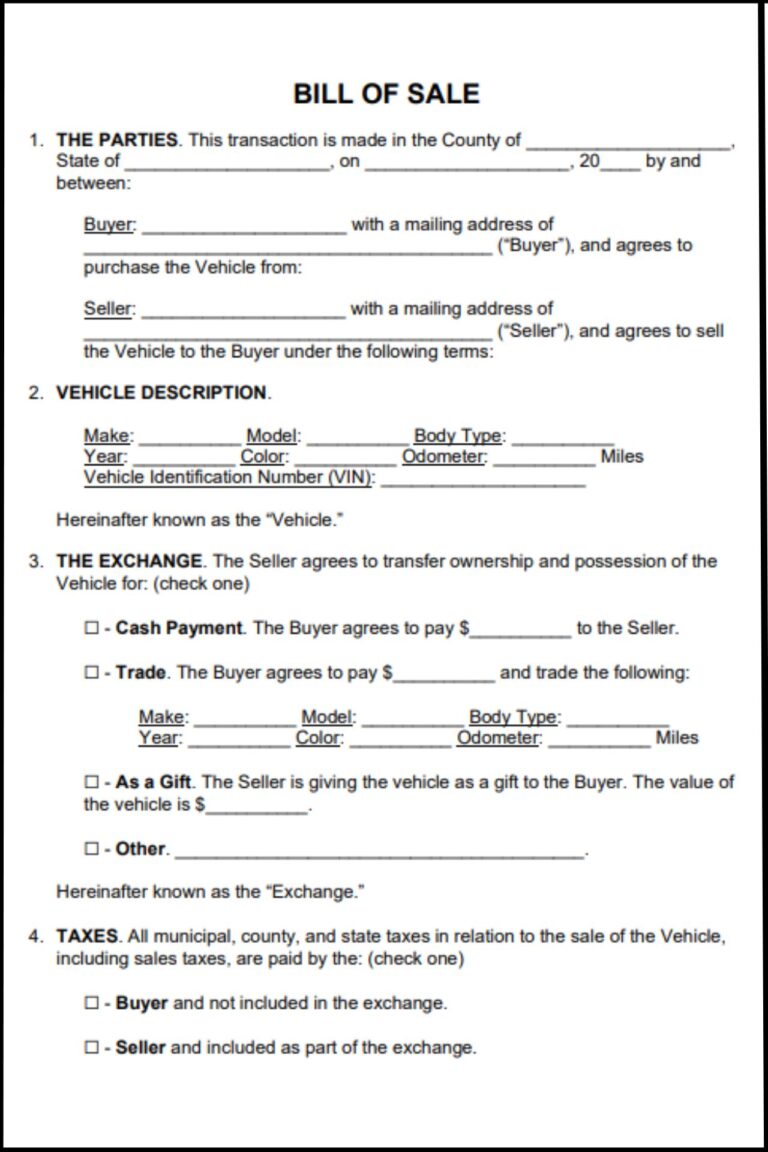 General Bill of Sale Ontario