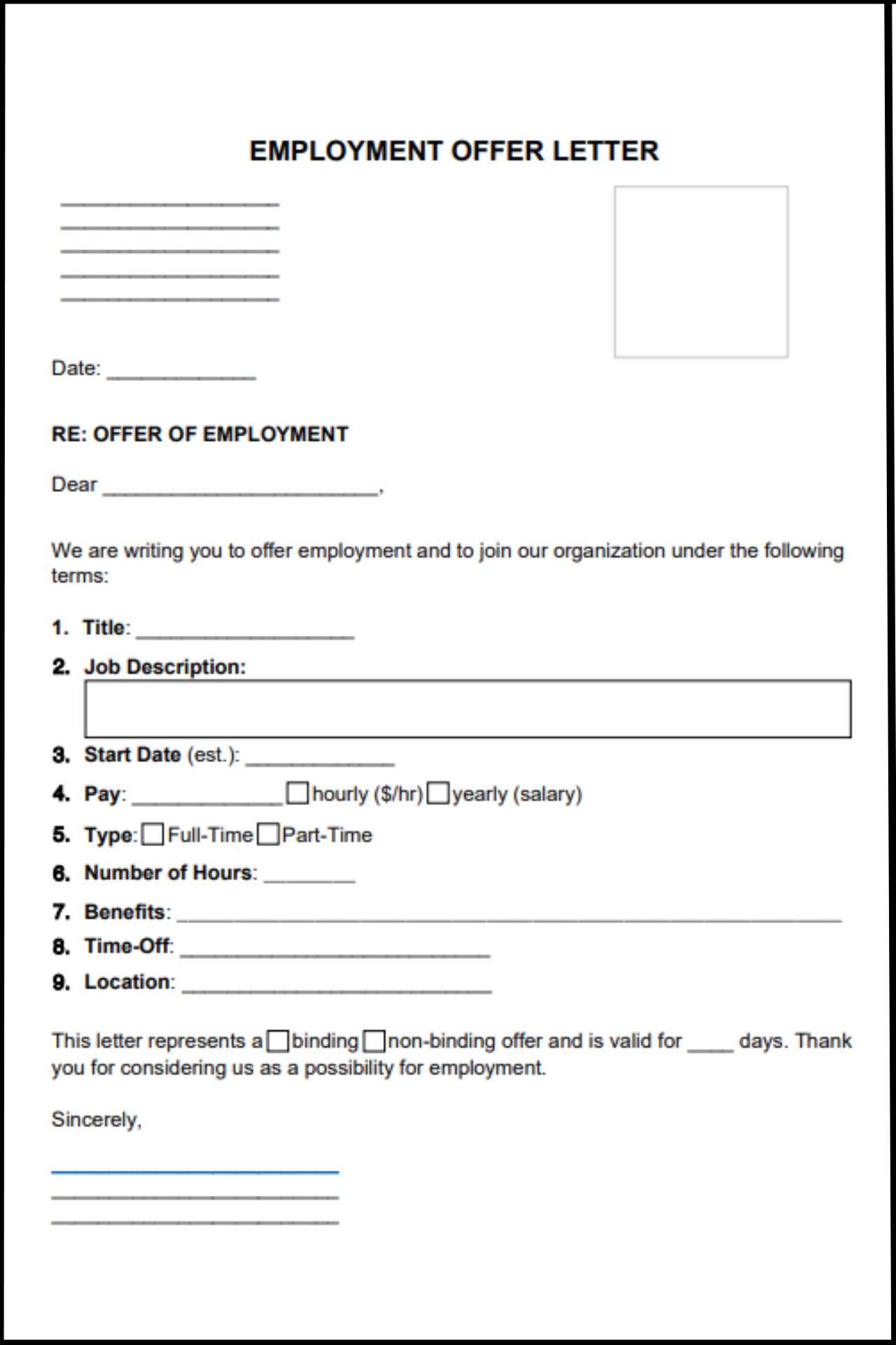 Job Offer Letter Template Ontario