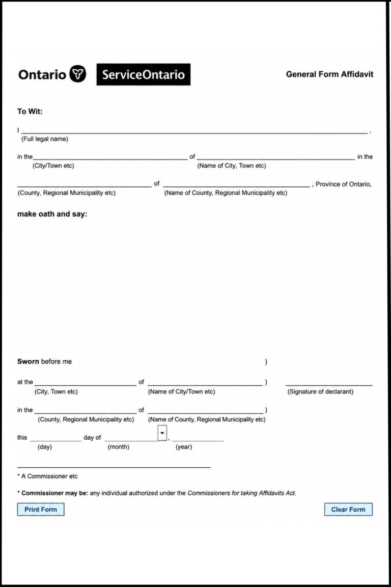 Statutory Declaration Ontario Template