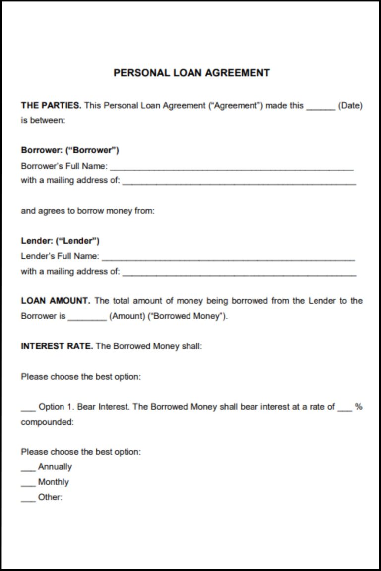 Personal Loan Agreement BC